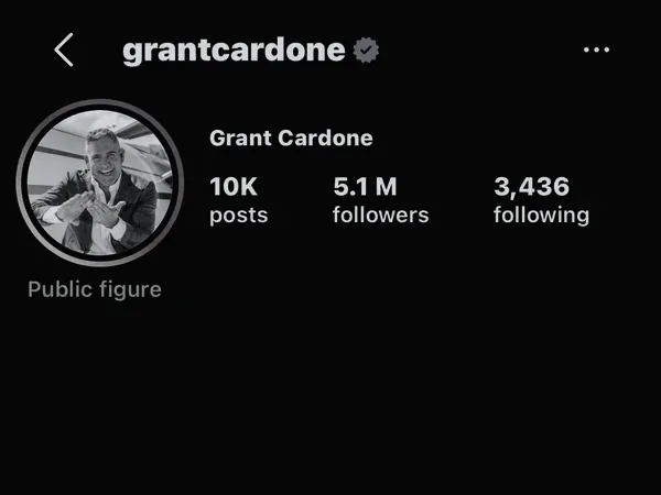 Grant Cardone — Instagram profile